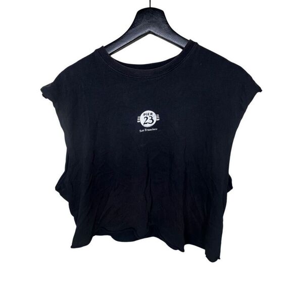 Vintage EXPLICIT Pier 23 San Francisco Cropped Sleeveless Shirt Large - Picture 2 of 2